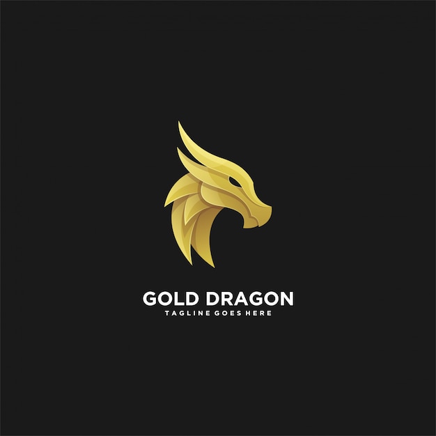 Illustratie abstract hoofd gouden dragon luxury