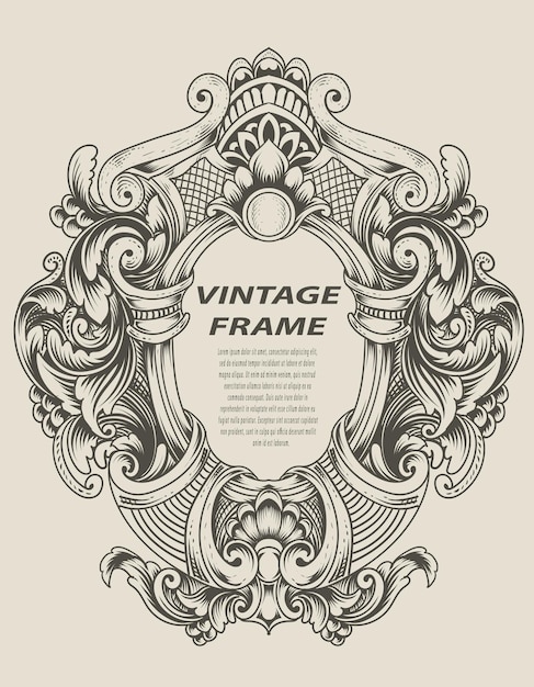 Illustratie antieke gravure frame zwart-wit stijl