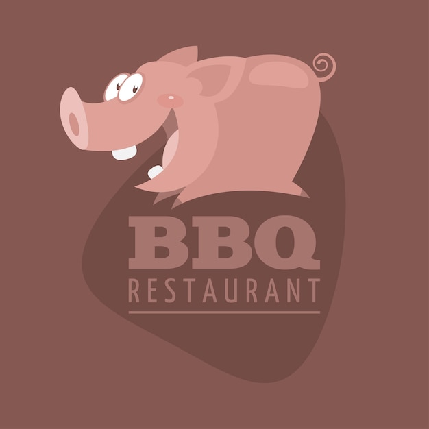 Illustratie, bbq restaurants embleem varken, formaat eps 10