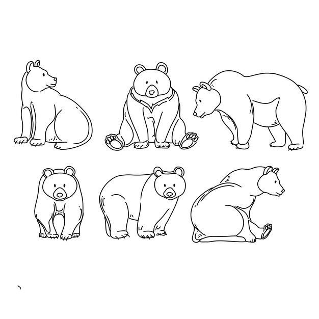 Vector illustratie beer vectorafbeelding cartoon print hand getrokken doodle illustraties vector set