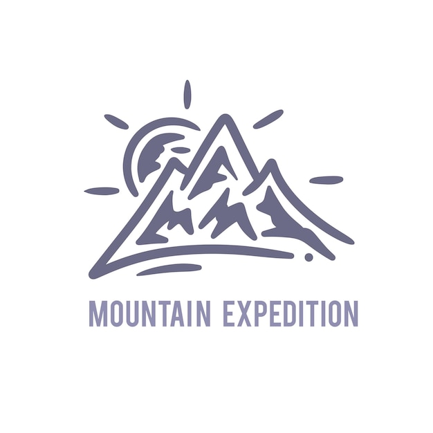 illustratie berg expeditie logo vintage