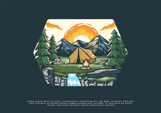 Vector illustratie buiten camping voor vector afdrukbare