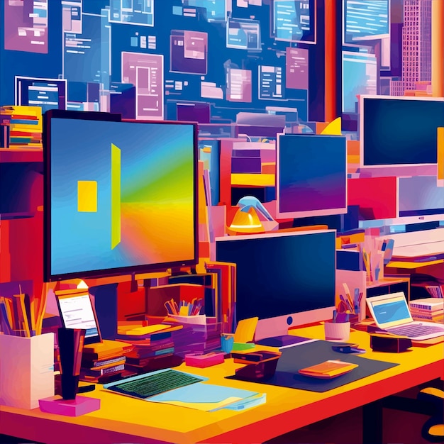 Illustratie computers pop-art kamer waakzaamheid