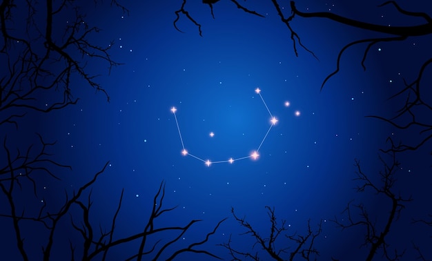 illustratie Corona Borealis constellatieschema in open ruimte, blauwe sterrenhemel