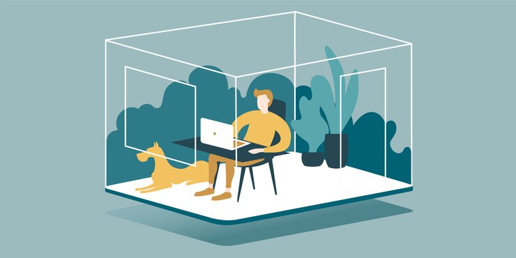 Illustratie die de voordelen van het verre werk van een freelancer thuis toont