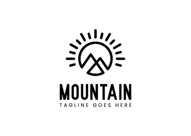 Illustratie eenvoudig modern mountain adventure-logo-ontwerp