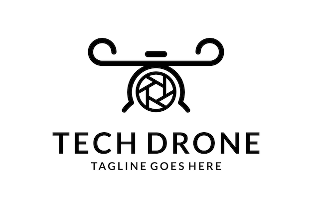 Illustratie eenvoudige moderne drone fotografie vlieg technologie sjabloon logo ontwerp