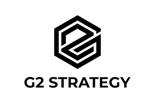 Illustratie eerste G2 gevormd hexagon logo-ontwerp