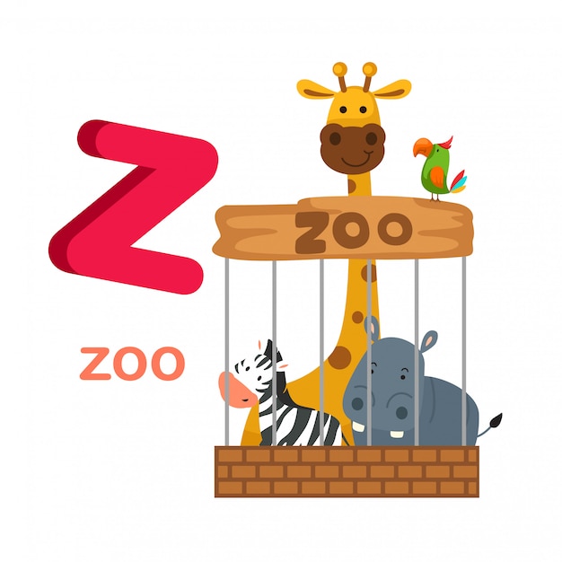 Illustratie geïsoleerd alfabet letter z zoo