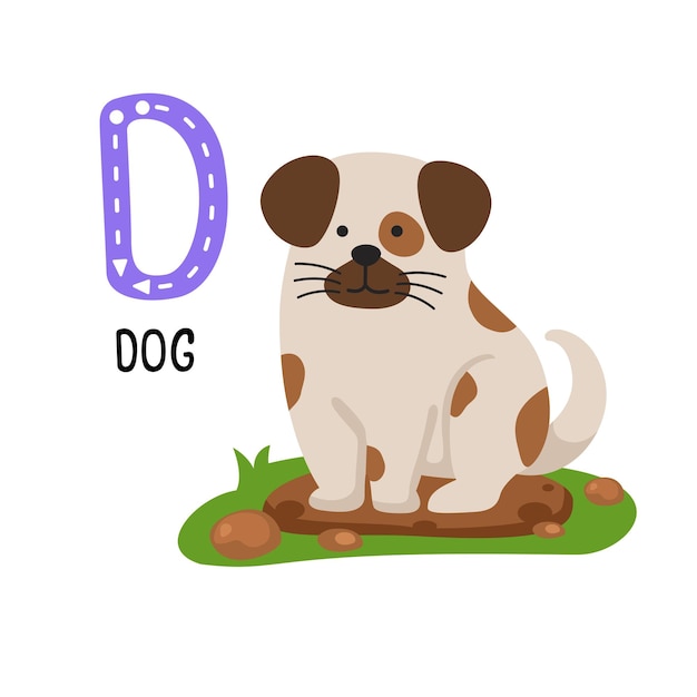 Vector illustratie geïsoleerd dierlijk alfabet letter ddog