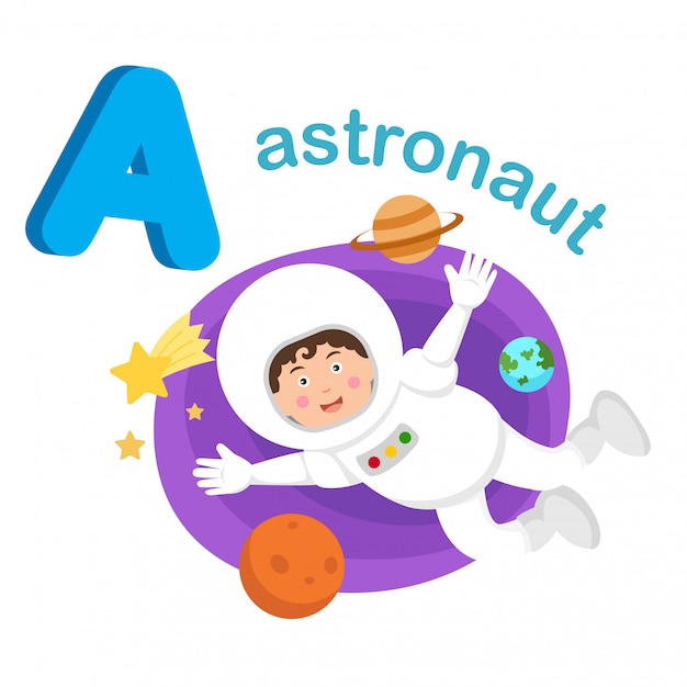 Illustratie Geïsoleerde Alfabet Letter A Astronaut