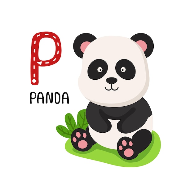 Illustratie geïsoleerde dieren alfabet letter ppanda