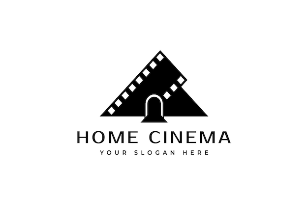 Illustratie Home Huis Auditorium Zaal Bioscoop Film Film logo ontwerp