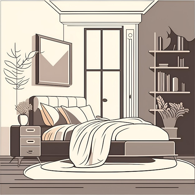 Vector illustratie huis decoreren slaapkamer met ai gegenereerd