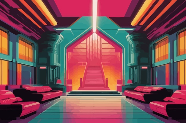 Vector illustratie kamer 80's binnen