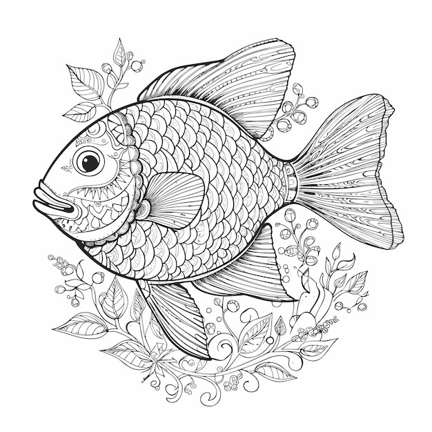 illustratie kleurboekpagina vis