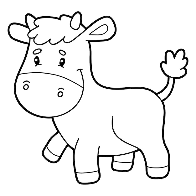 Illustratie kleurplaat met cartoon baby bull