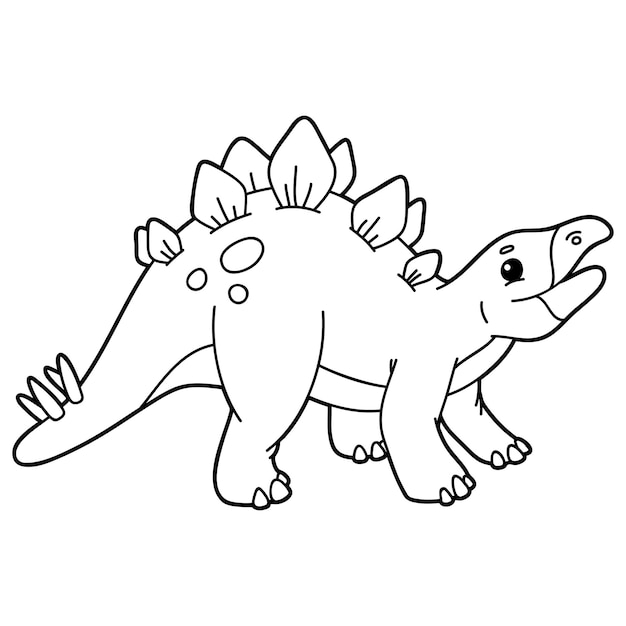 illustratie kleurplaat met cartoon dinosaurus stegosaurus