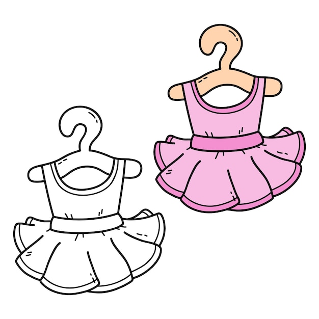 illustratie kleurplaat van doodle ballet tutu