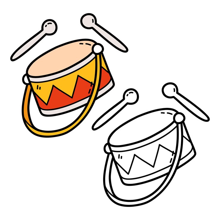 illustratie kleurplaat van doodle drum