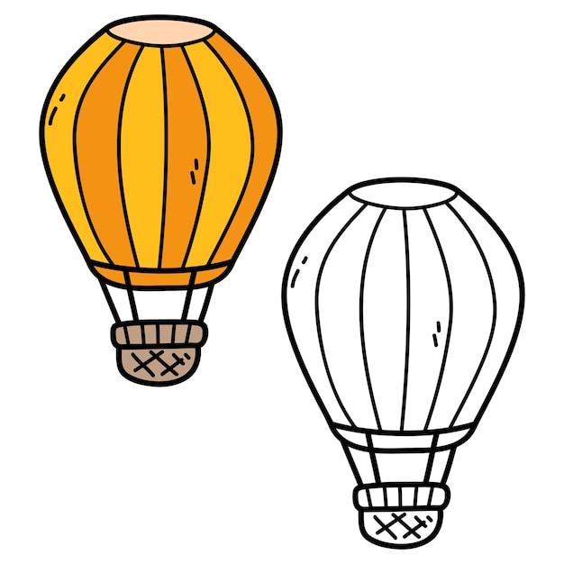 Illustratie kleurplaat van doodle heteluchtballon