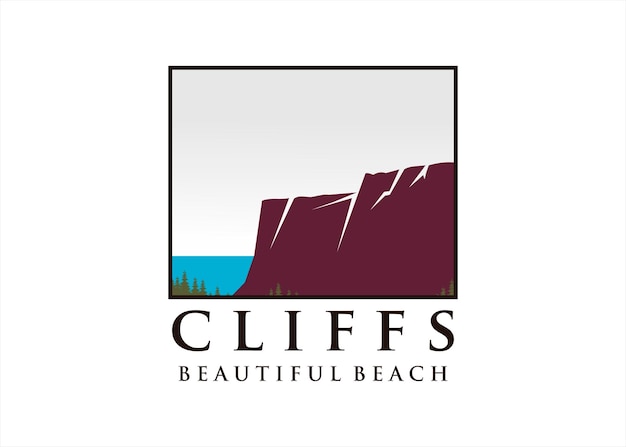 illustratie kliffen logo ontwerp vector strand zee panorama uitzicht