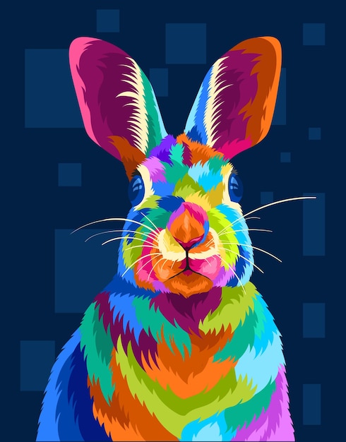 Vector illustratie konijn met pop-art stijl