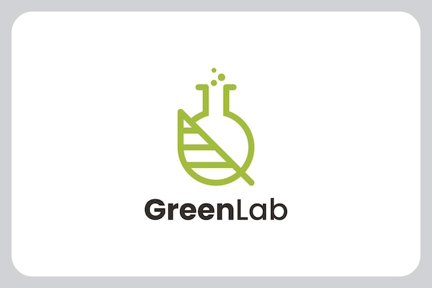 Illustratie Lab laboratorium glazen fles buis met groen blad abstracte logo ontwerp vector