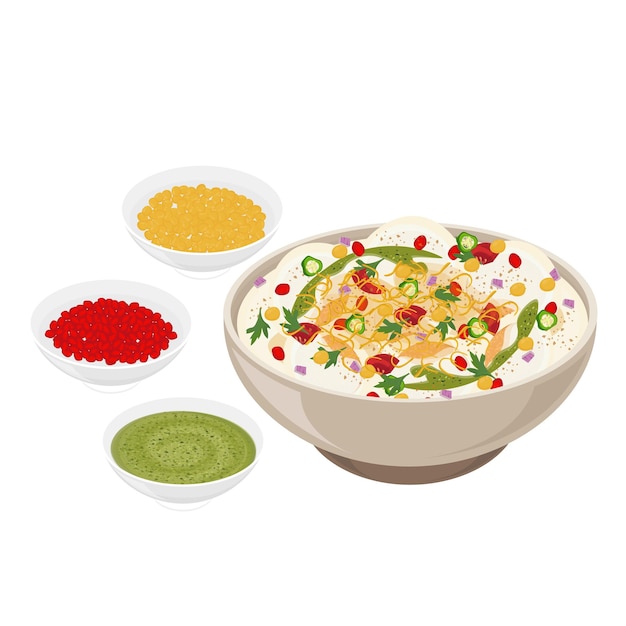 Illustratie logo Clipart Dahi Vada of Dahi Bhalla Chaat Indiase voedsel