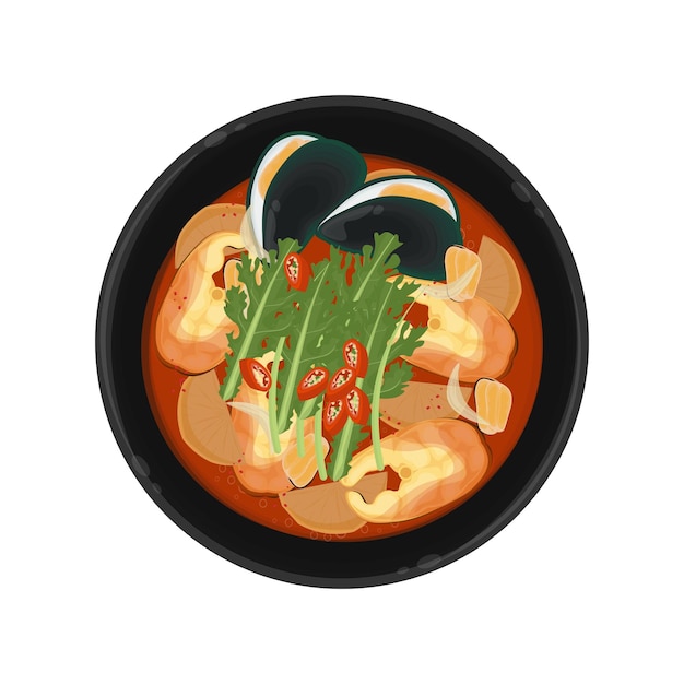 Illustratie Logo Clipart Maeuntang Koreaanse pittige kabeljauwstoofpot