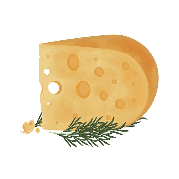 Illustratie Logo Clipart stukje verse kaas Emmental kaas