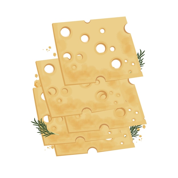 Illustratie Logo Clipart Stukken Emmental kaas Zwitserse kaas