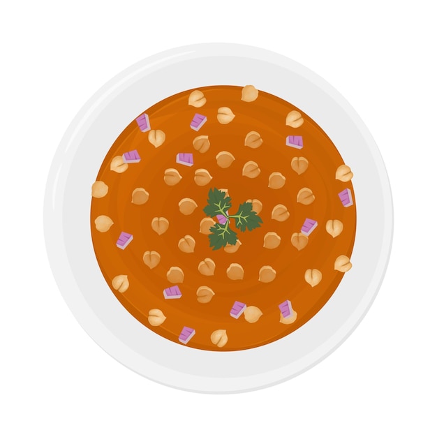 Illustratie Logo Clipart Top View Curry gerecht met kikkererwten of Chana masala