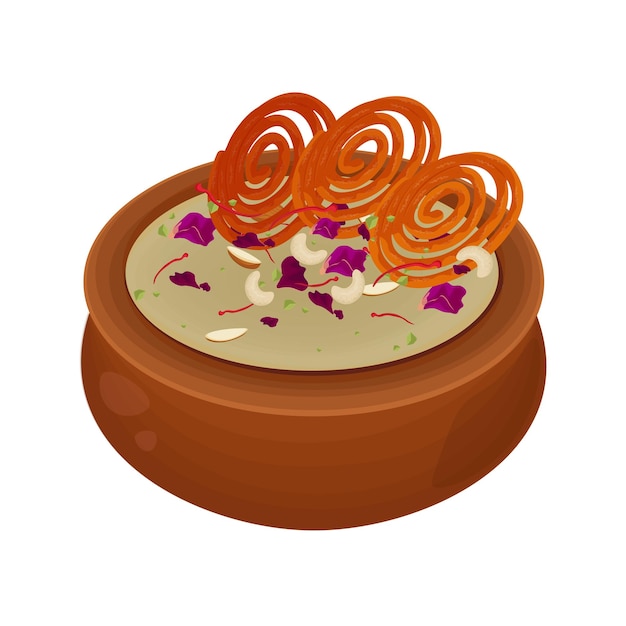 Illustratie Logo Clipart Zoete Jalebi op een Rabdi of Rabri