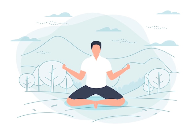 illustratie man in yoga lotus houding