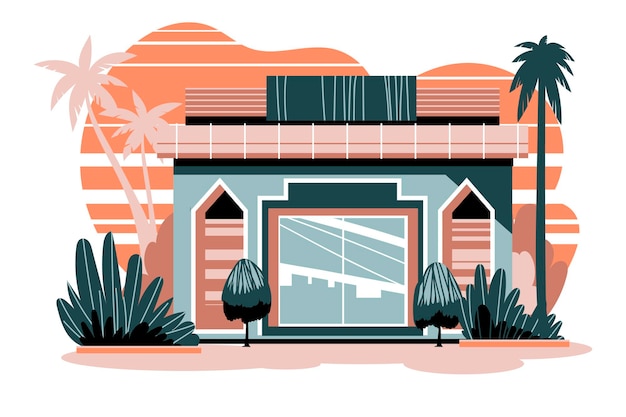 Vector illustratie marokkaans restaurant exterieur concept