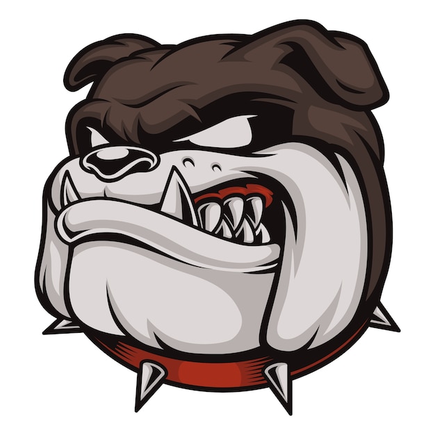 Vector illustratie met boze bulldog. logo met hoofd van de hond. geïsoleerd op witte achtergrond.