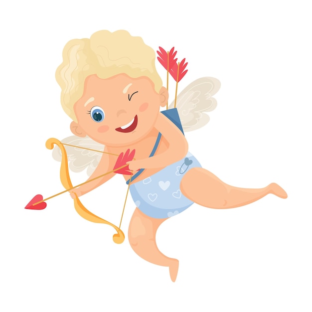 Illustratie met cartoon cupido