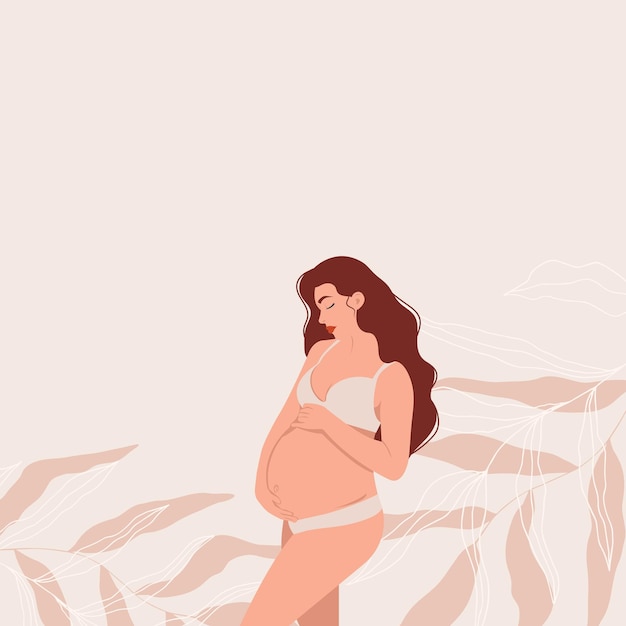 Illustratie met een zwangere vrouw Concept van zwangerschap en moederschap Vector