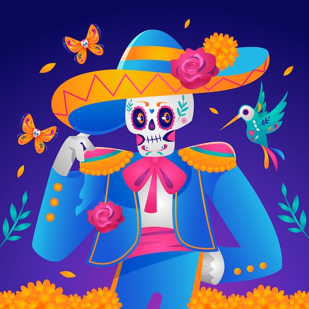 Illustratie met kleurovergang dia de muertos