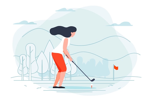 Illustratie met meisje golfen