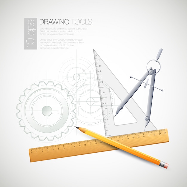 Vector illustratie met tekengereedschappen