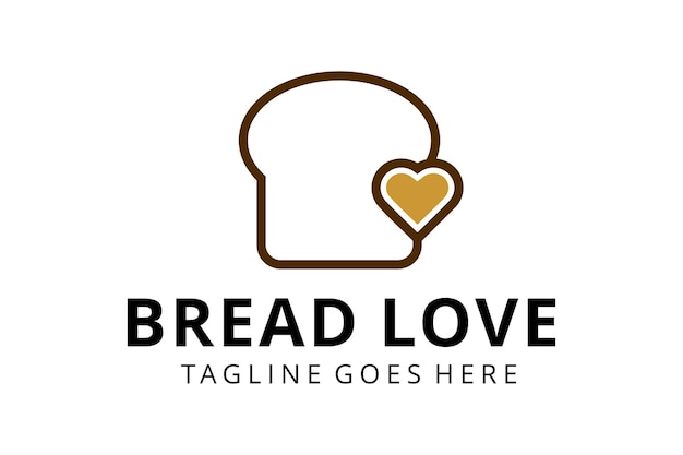 Illustratie moderne abstracte liefde brood bakkerij eten restaurant logo ontwerp embleem