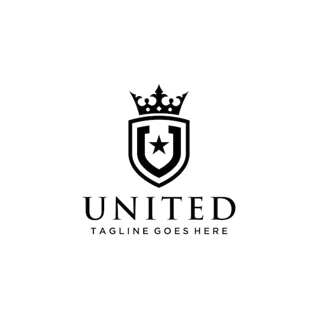 Illustratie moderne kroon en schild met U-sterrenbeeld luxe logo-ontwerp