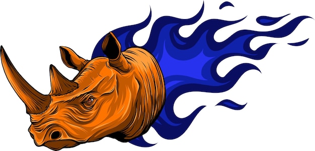 illustratie neushoorn hoofd vuur logo