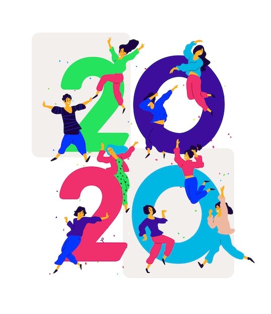 Vector illustratie nieuwjaar 2020.