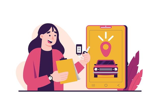 Illustratie Online autoverhuur