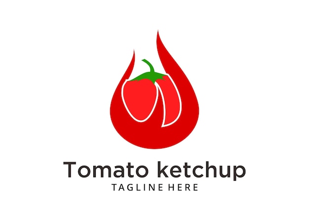 Illustratie Ontwerp van het etiket van de tomatensous met ketchup