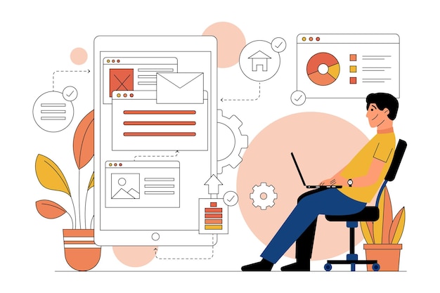 Illustratie Ontwerper test raamwerk UI
