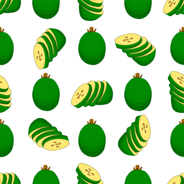 Illustratie op thema grote gekleurde naadloze feijoa